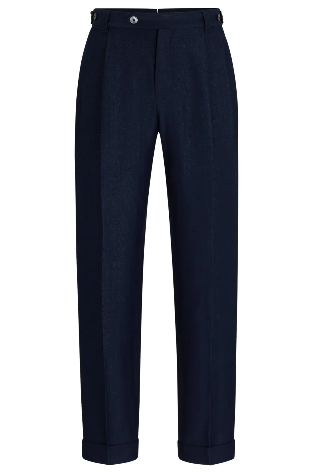 Relaxed-fit trousers in herringbone virgin wool and linen