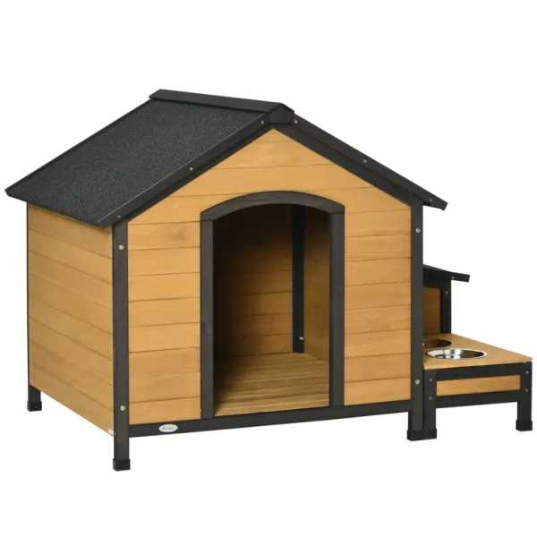 Black/Yellow Wood Dog House