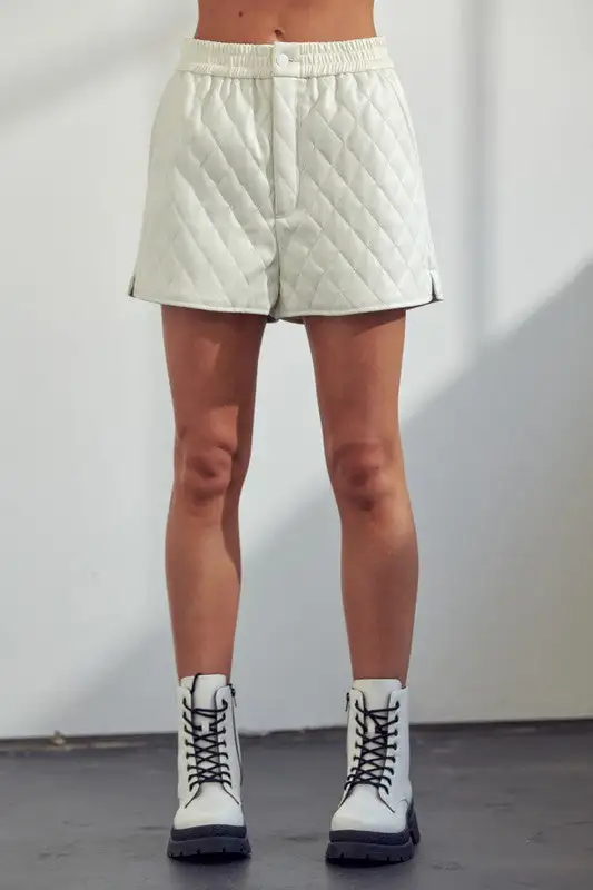 Quilted Faux Leather Shorts