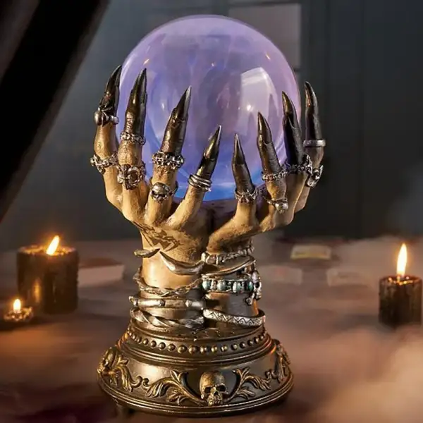 2022 Halloween Crystal Ball Creative Luminous Luxury Celestial Magic Skull Finger Plasma Ball Ghost Home Decoration