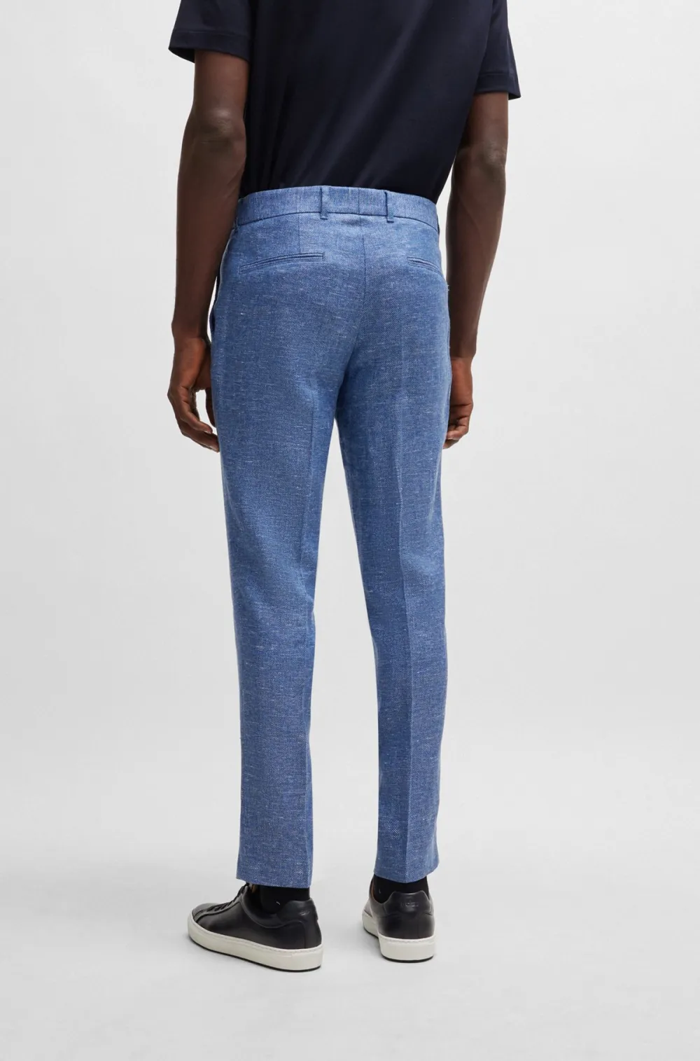 Slim-fit trousers in a micro-patterned linen blend
