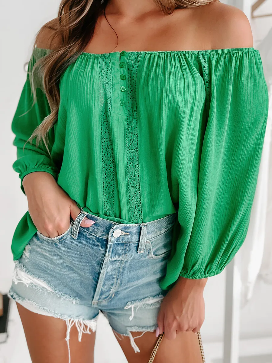 Green one-shoulder shirt