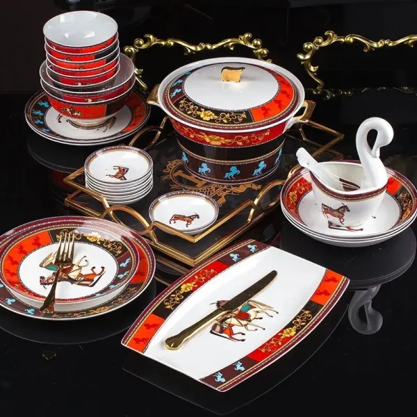 58pcs deluxe ceramic tableware set
