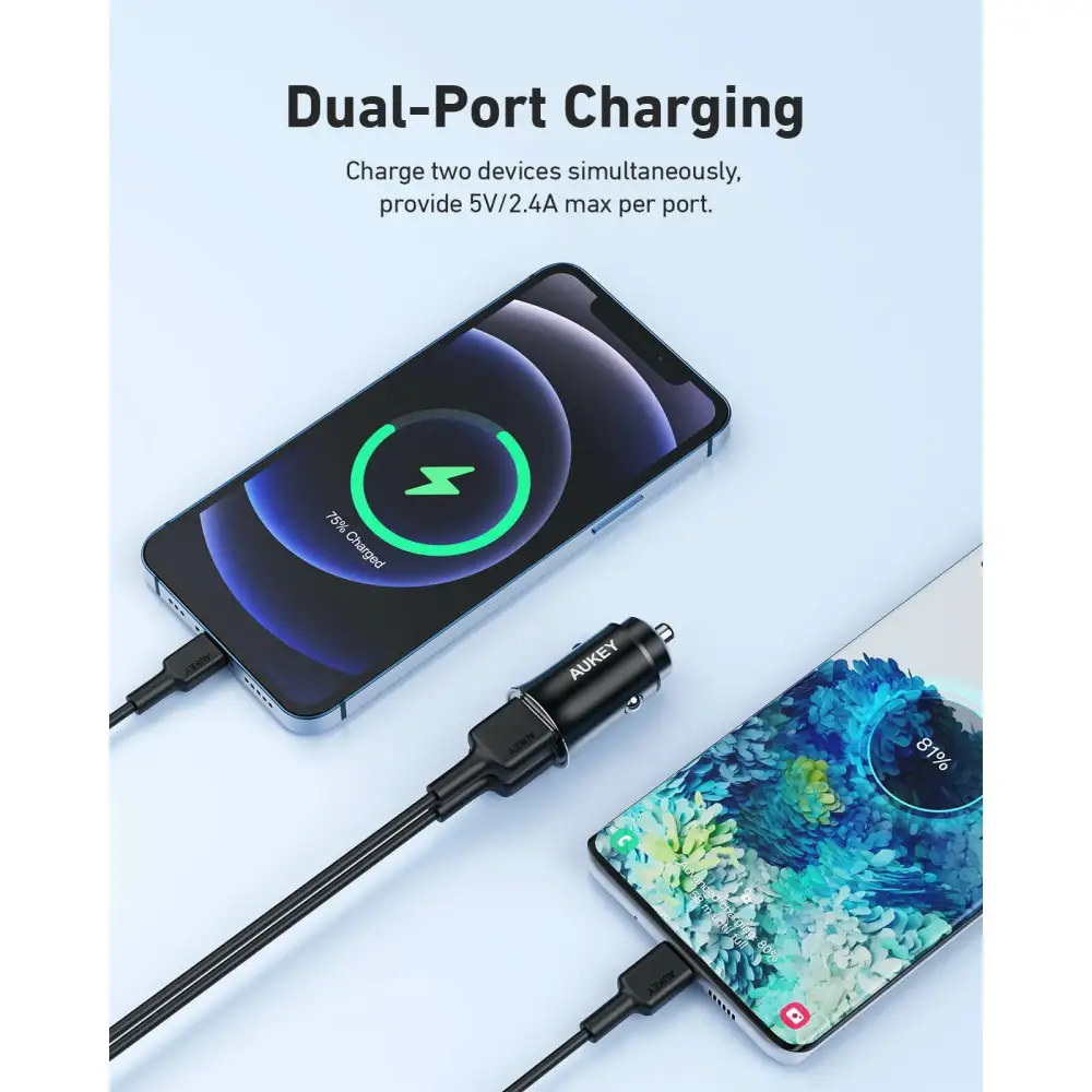 AUKEY Dual USB-A Metal Car Charger - 24W