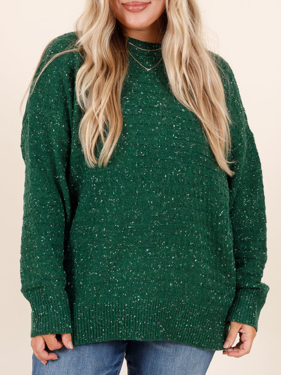 Dark green bright silk loose knit sweater