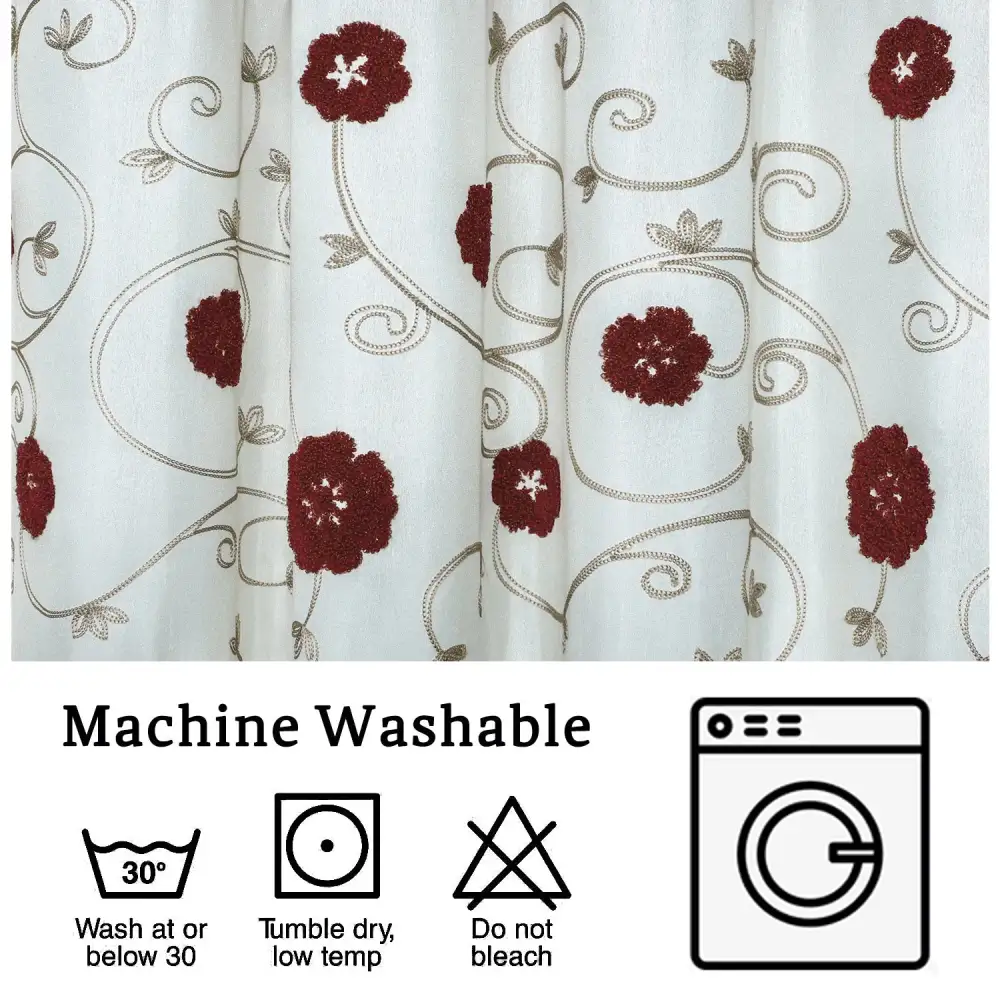 (Store Closing Sale) HIG Luxurious Farmhouse Unique Floral Emboridered Cloth Fabric Shwoer Curtain 72x72 Extra Long Bathroom Curtain