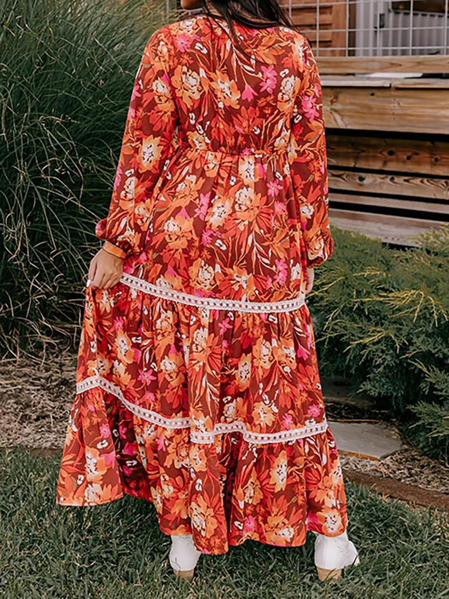 Women's Warm Floral Print Dresses