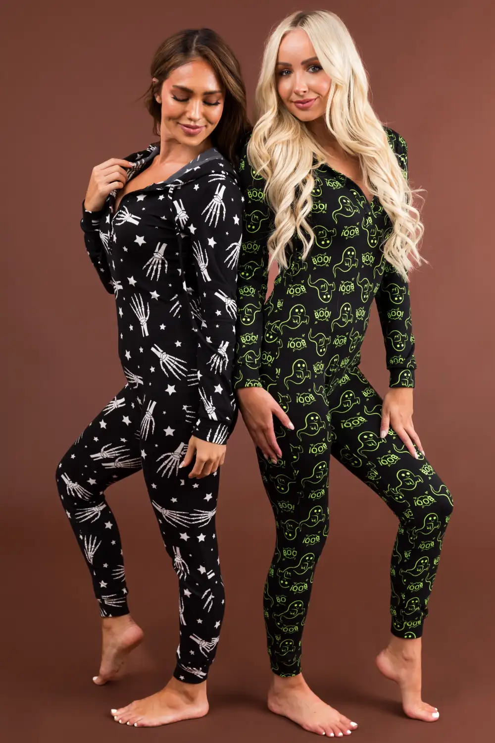 Black and Neon Green Ghost Button Up Onesie