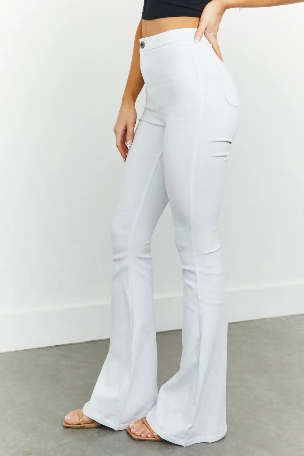 Bella White Super Stretch Flare Jeans