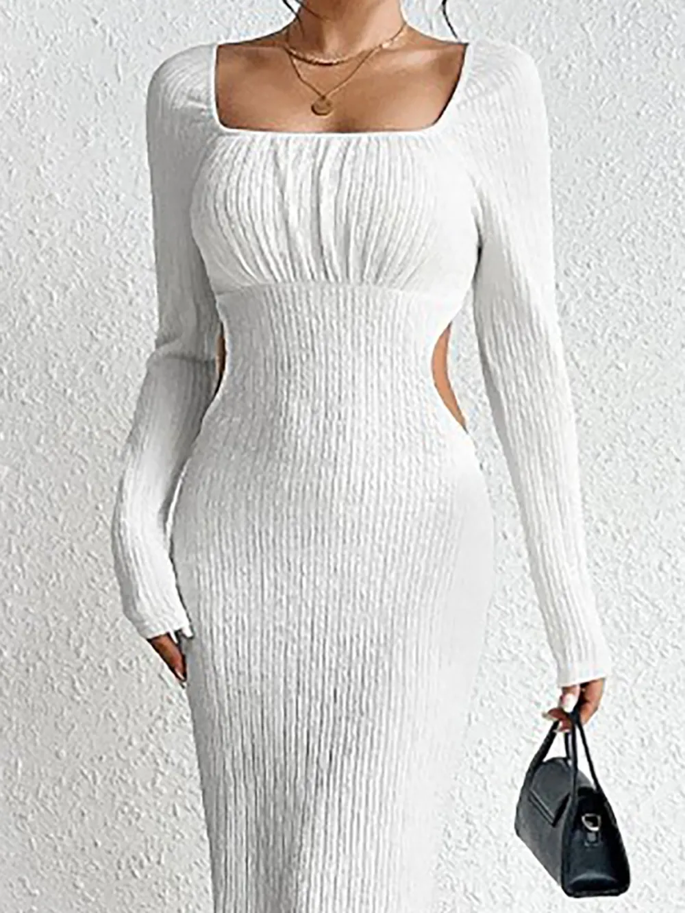 Women's hollowed out slim knit dress