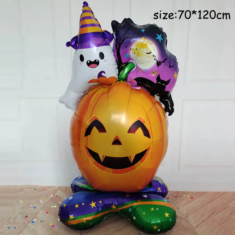 Huge Standing Halloween Pumpkin Ghost Balloons Witch Bat Spider Foil Ballon Inflatable Kids Toys Globos Halloween Party Supplies