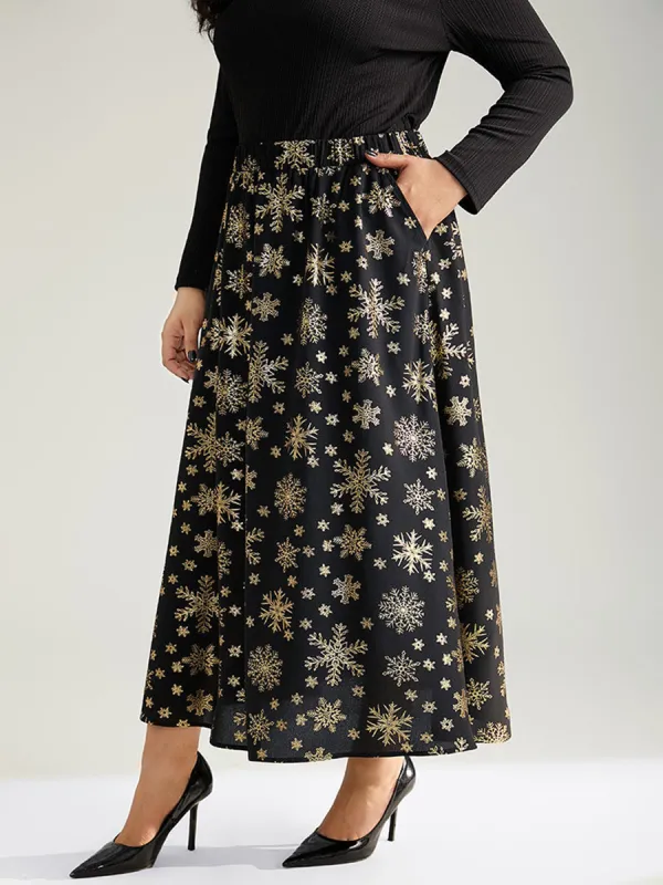 Black hot gold half skirt umbrella skirt