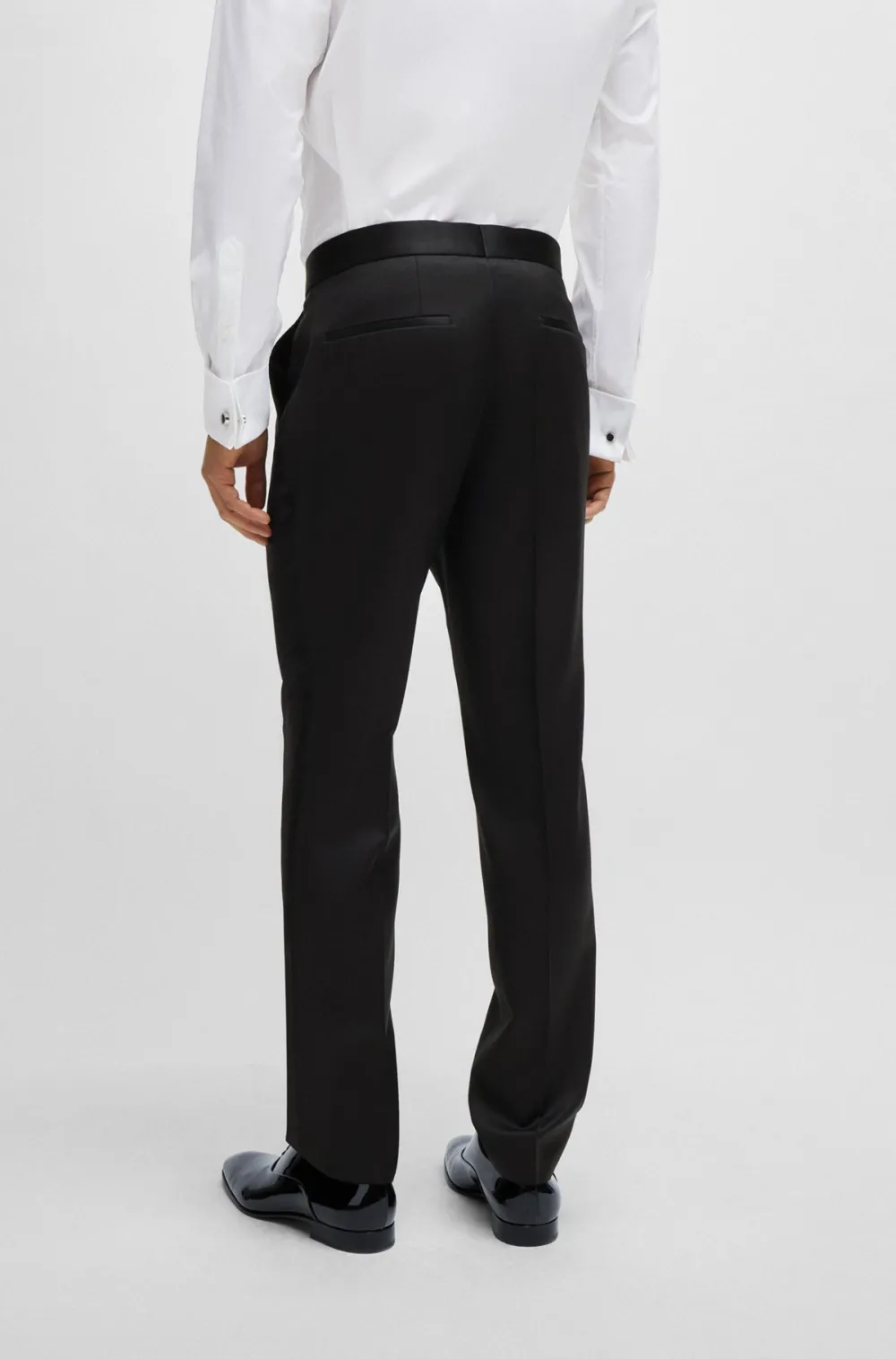 Slim-fit tuxedo trousers in virgin-wool serge
