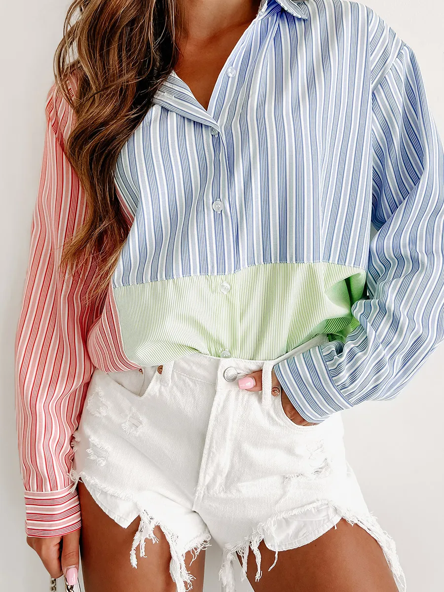 Striped patchwork shirt