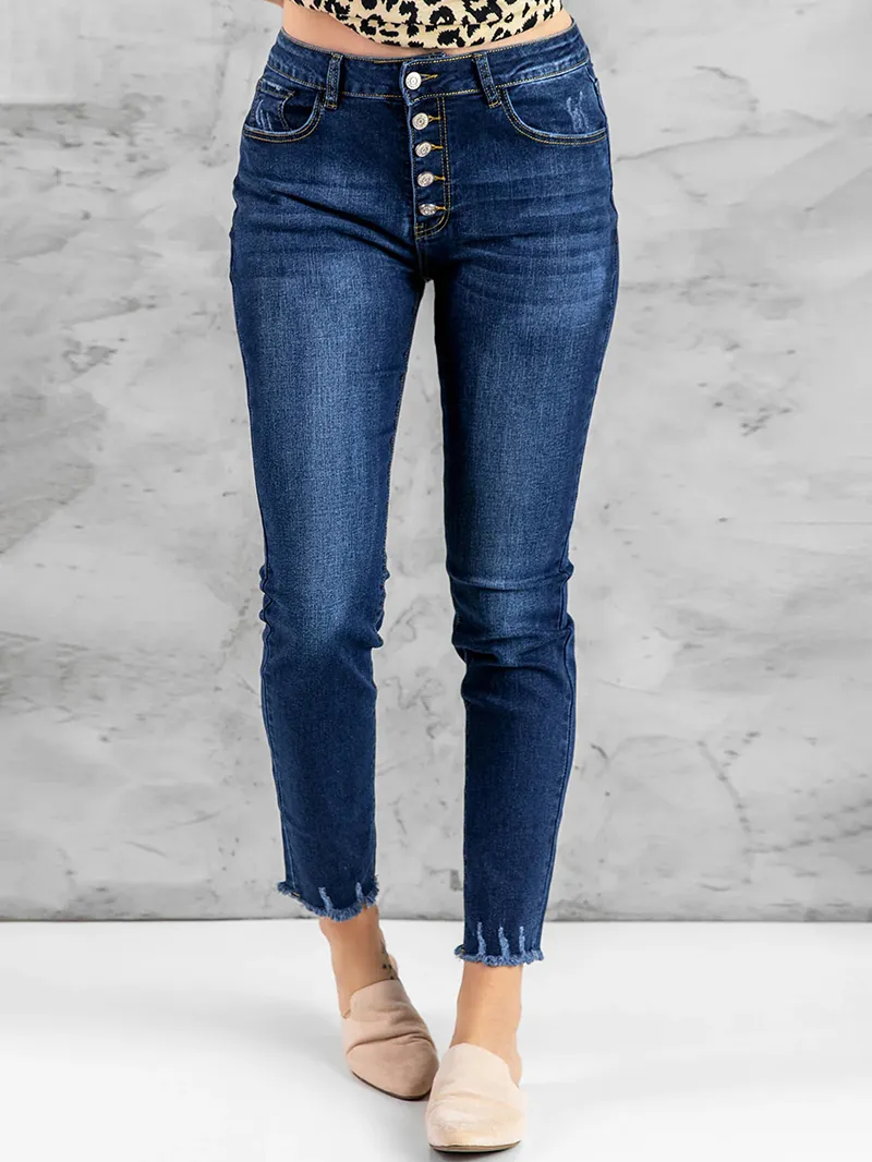 Women's casual solid color skinny jeans