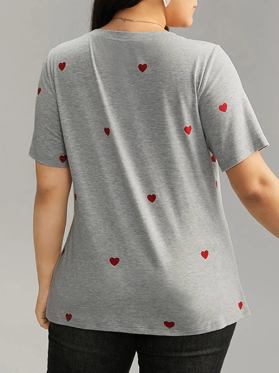 Crew-neck love heart T-shirt