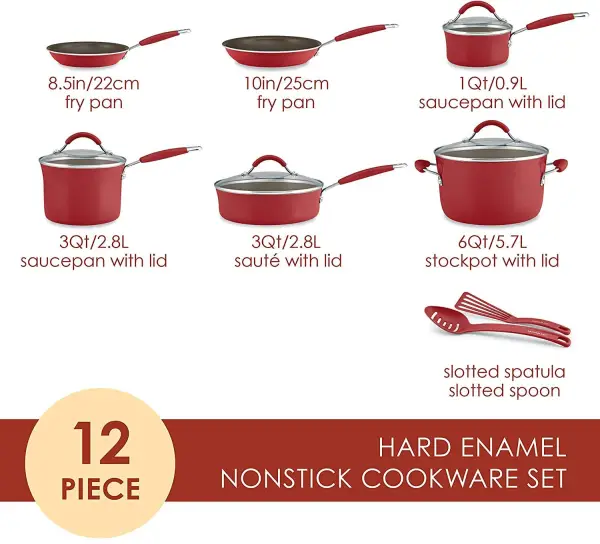 Nonstick Cookware Pots and Pans Set, 12 Piece, Cranberry Red