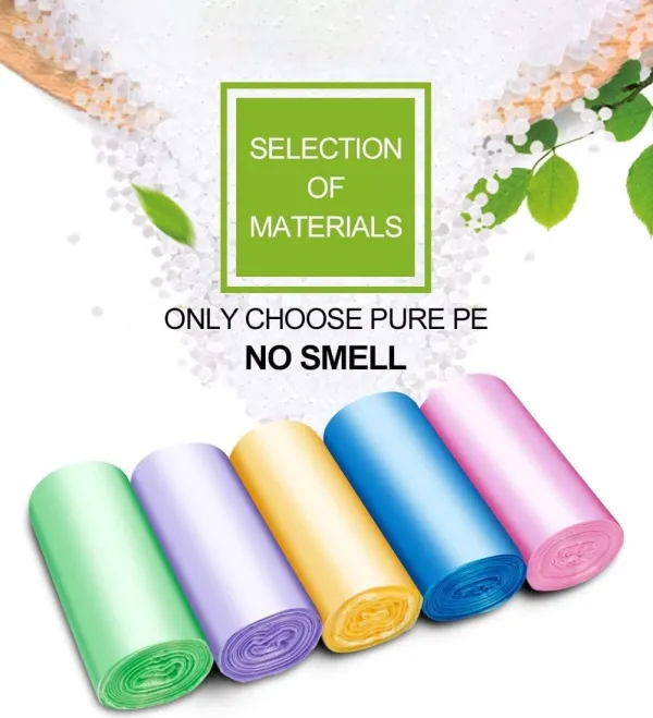 Small Trash Bag, 2.6 Gallon Garbage Bags Bathroom Trash can Liners for Bedroom Home Kitchen 150 Counts 5 Color