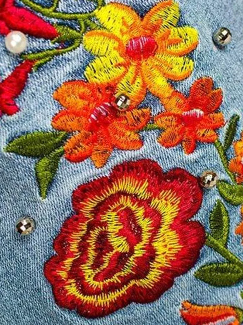 Denim embroidered bell bottoms