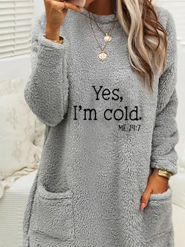 Women Text Letters Crew Neck Long Sleeve Comfy Casual Midi Dress