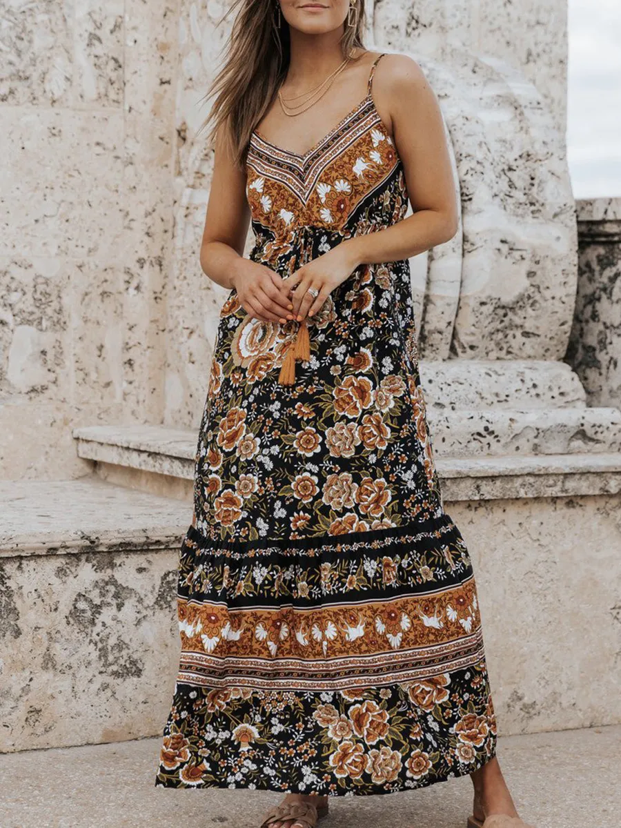 Sexy Bohemian halter print dress