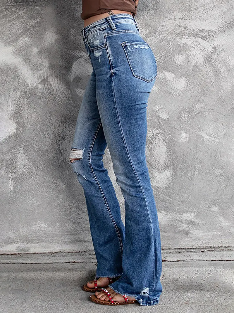 Women's versatile micro-flared jeans