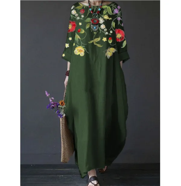 Women's Floral Print Loose Plus Size Dress