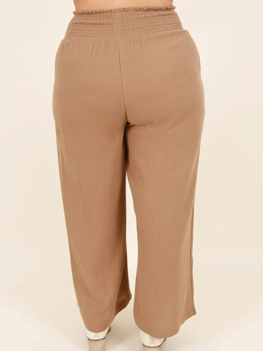 Wrinkled loose straight leg pants with gathered craftsmanship
