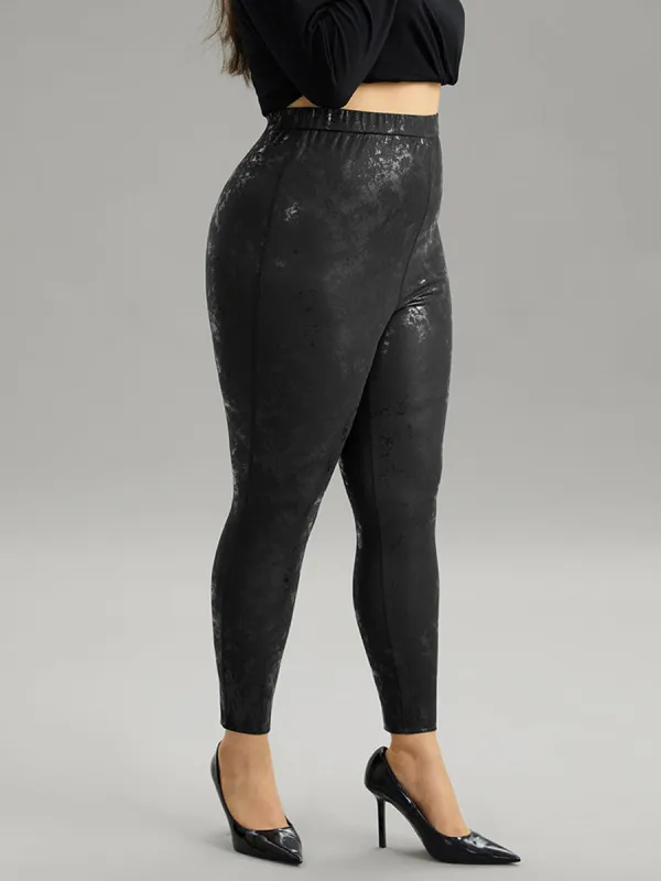 Plus size skinny leather pants for women