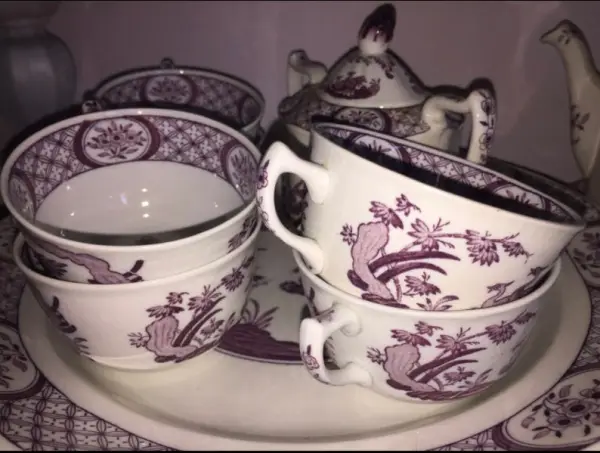 Old Chelsea furnivals RARE purple chinaware set