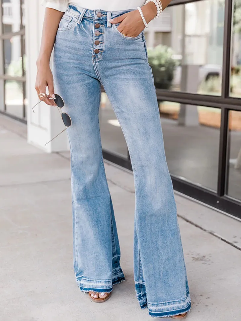 Women's Casual Washed Flared Jeans