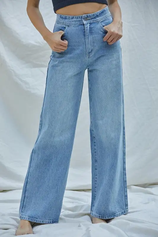 Wide Leg High Waist Denim Jeans