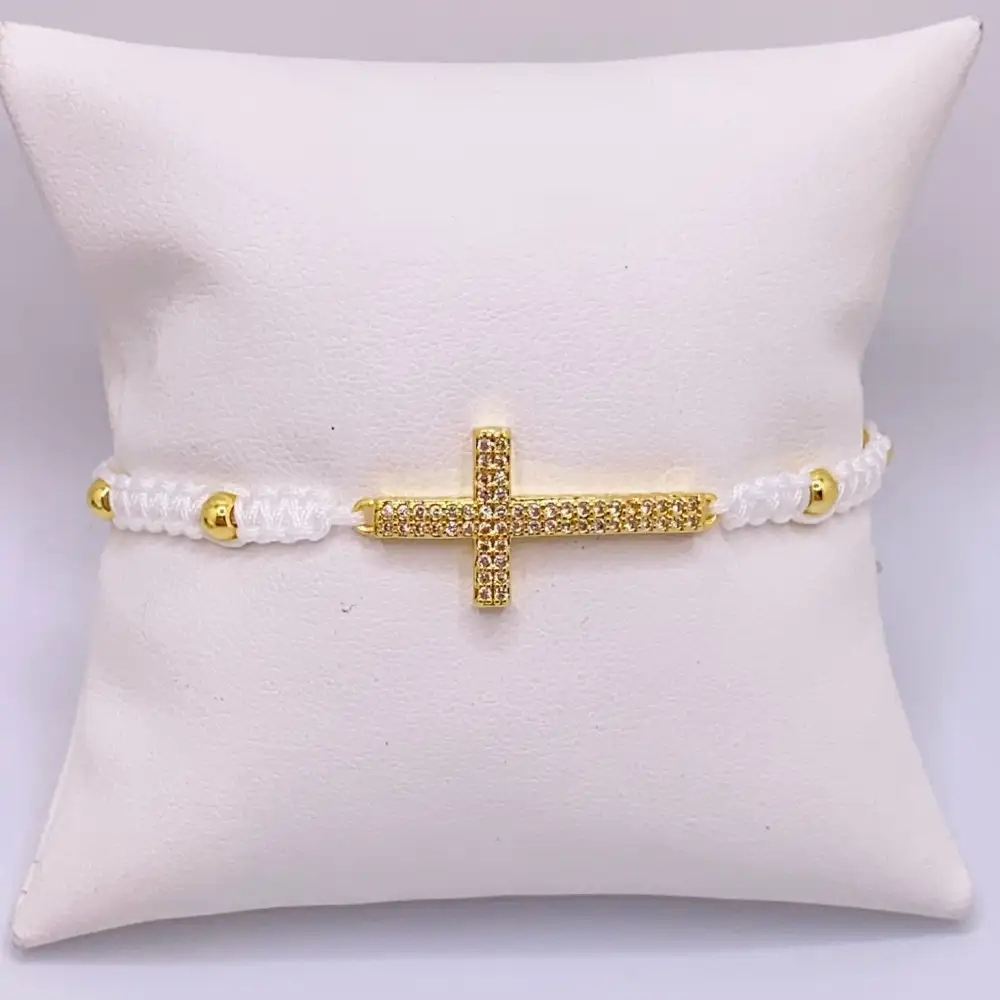 Handmade White Cross Bracelet