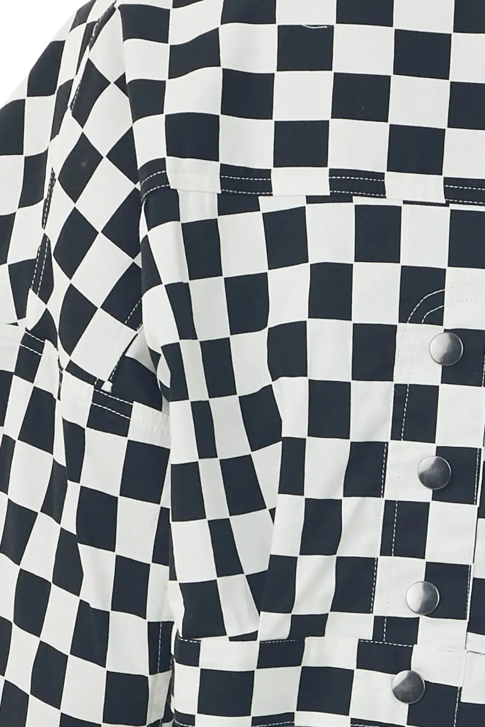 Black and Ivory Checkered Cropped Woven Jacket