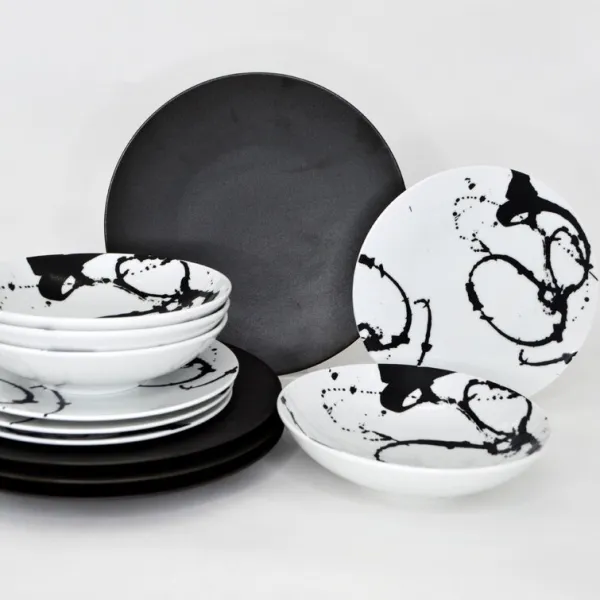 Euro Ceramica Nile Porcelain China Dinnerware Set - Service for 4